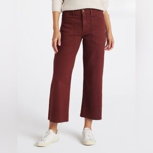 JUST USA Sloane High Rise Patch Pocket Wide Leg Jeans | Burgundy | Size 12